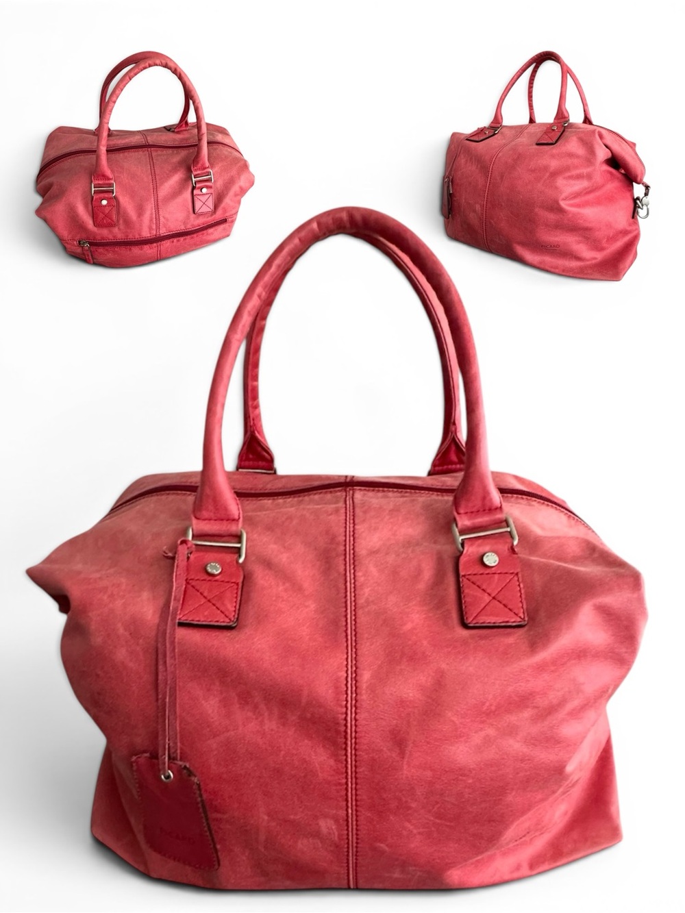 Picard Germany Leather Weekender Large Travel Bag in Soft Red
